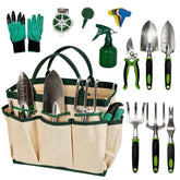 Garden Tool Set with Carry Bag, Heavy Duty Gardening Hand Tools Kit for Planting Weeding